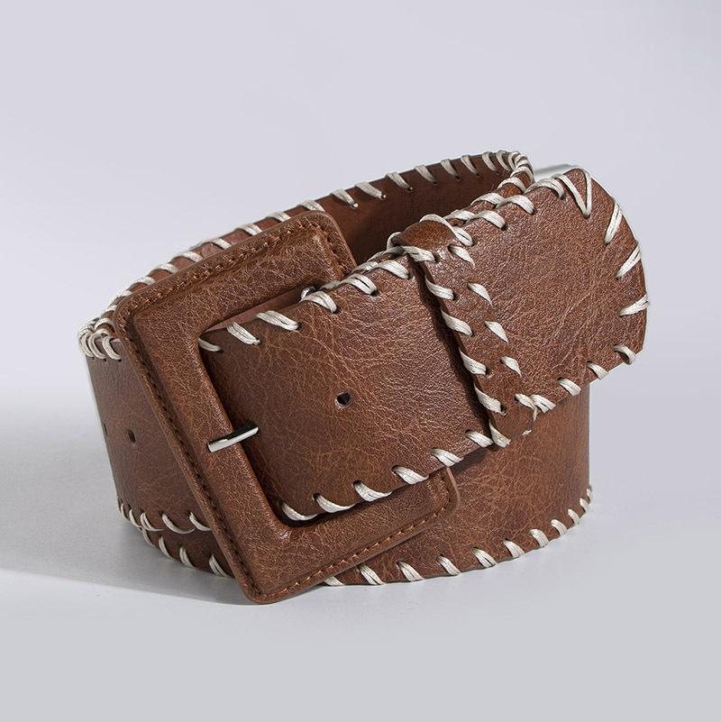 Fashionable Women's Buckle Winding Decoration PU Casual Wide Exquisite Women's Belt