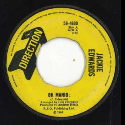 7inch Record JACKIE EDWARDS - Oh Manio / Here We Go Again 584630 Direction 1969 UK Reggae, Ska & Dub Used