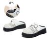 First layer sheepskin insole bag head slippers women's spring and summer new retro woven half drag casual French sandals