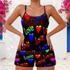 Women Plus Size Printed Scoop Neck Strappy Tank Top Shorts Two Piece Set