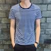 Sea Soul Shirt Oversized Stripe T-Shirt Crew Neck Man's Short Sleeved Top Breathable   Summer