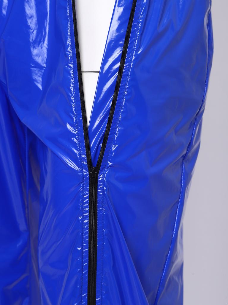 Pantaloni da Uomo in Vinile Impermeabili Riutilizzabili Vita Elasticizzata Tasche Laterali Zip a Doppio Cursore Pantaloni
