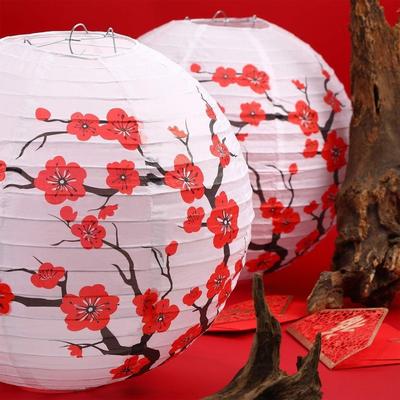 3Pcs Paper Material Cherry Blossom Lantern Cherry Blossom Themed Plum Blossom Design Cherry Paper Lanterns Set Decoration