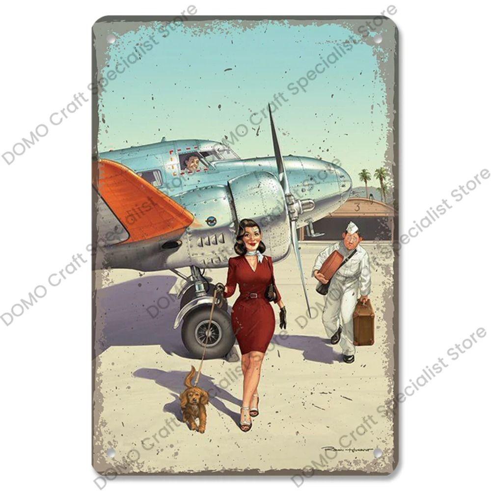 Metallplatta för flickor i interiör från Pinup-postern