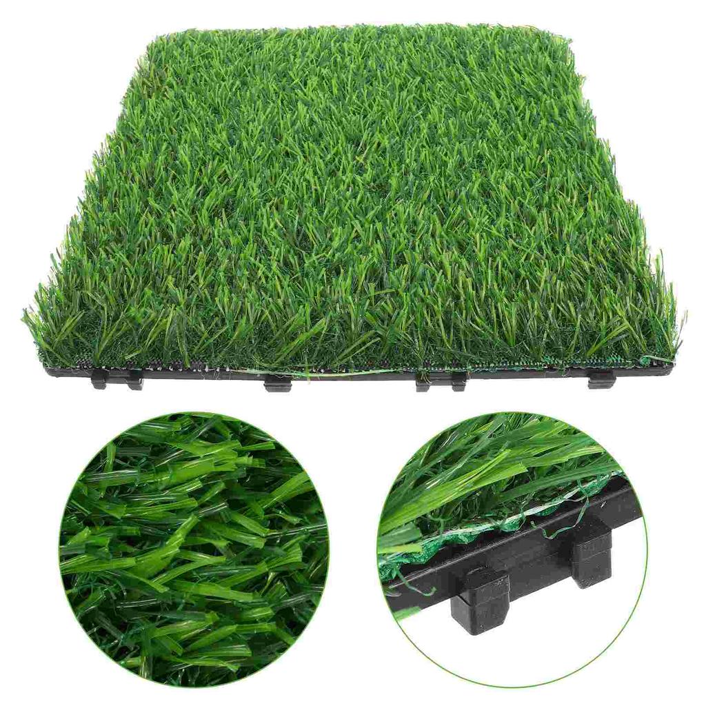 Interlocking Artificial Grass Tiles for Garden Patio Decoration Outdoor Realistic Synthetic Turf Mat for Backyard and Balcony