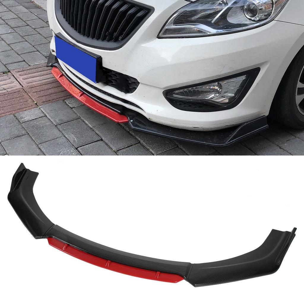 Front Bumper Lip Spoiler Splitter Kit   Aerodynamic Accessory for Car Modification(Glossy Black Red )