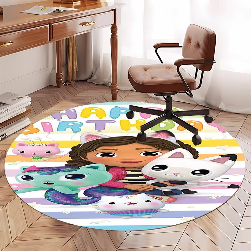 Gabby's Poppenhuis Bedrukte Ronde Vloerkleed Tapijt Stoelkleed Gebiedskleed Entree Deurmatten, voor Kantoorstoel Woonkamer Slaapkamer Keuken.