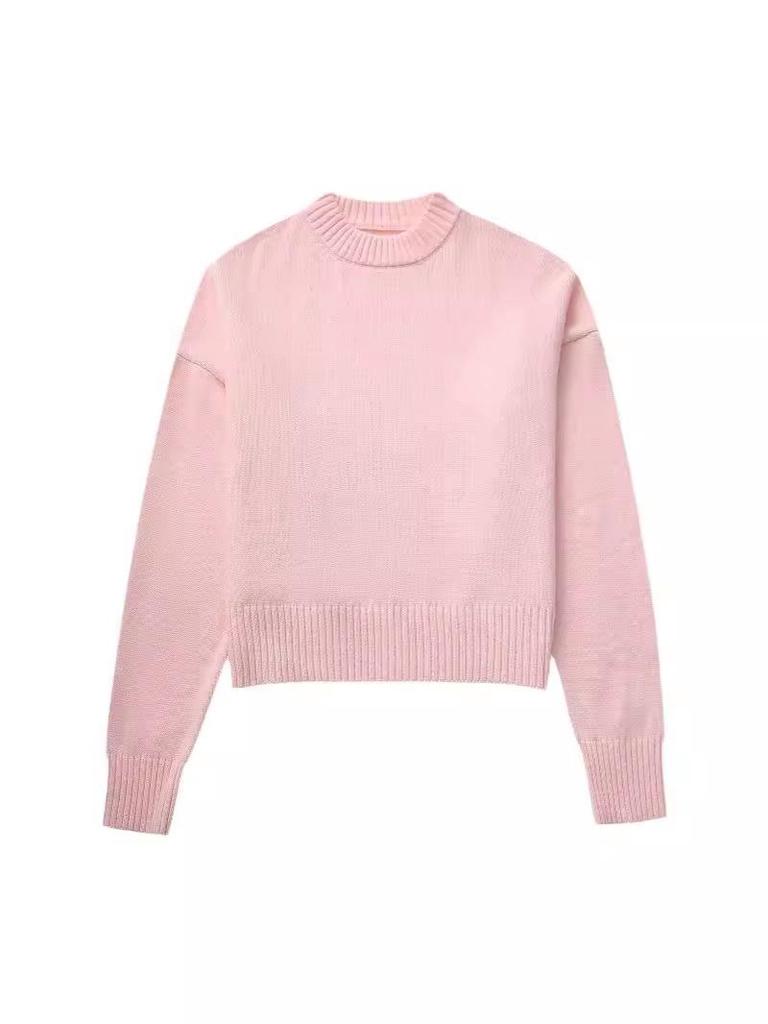 2023 Autumn/Winter Solid Color Loose Round Neck Sweater