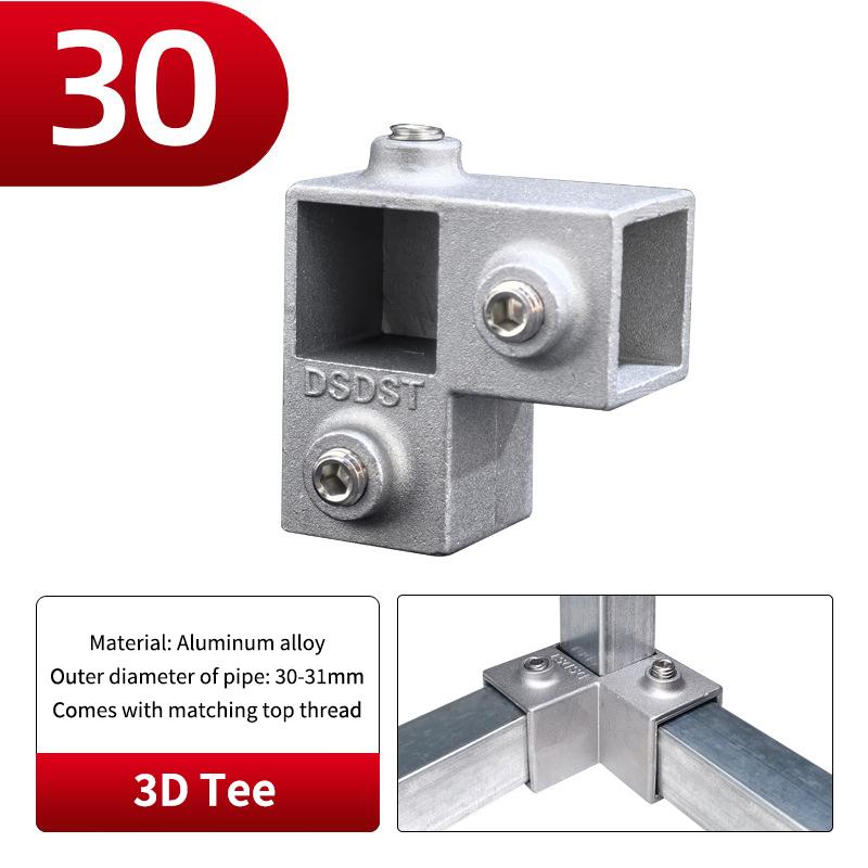 20x20mm Čtvercová trubka Třícestný 25x25mm 30x30mm Hliníková slitina Koleno Spojka Příslušenství Pevný spoj trubky