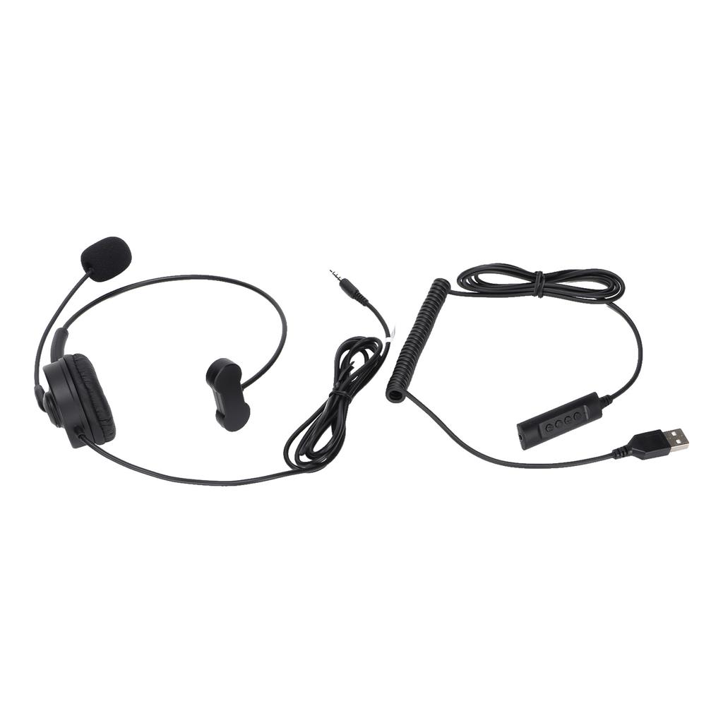 Telephone Headset Wired Unilateral Headphone for Office Business Customer ServiceBlack