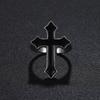 Vintage Black Large Cross Open Ring, Gothic Alloy Halloween Jewelry Ring