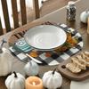 Artoid Mode Buffalo Plaid Truck Pumpkin Round Fall Placemats Set of 4, 14 Inch Seasonal Thanksgiving Round Table Mats for Dining Decoration