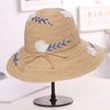 High-end summer hat female raffia fresh hyunya flower embroidery seaside vacation fashion sun hat tide