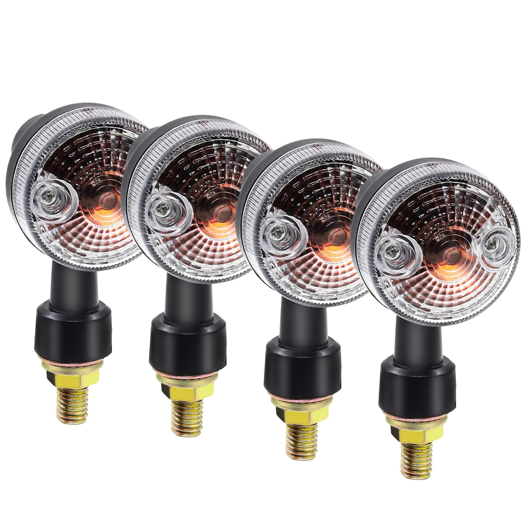 

Aoling Мотоциклетный указатель поворота 12V Лампа указателя поворота Мотоциклетный указатель направления Оранжевая галогенная лампа M10 Стильный Антикварный Европейский Передний Задний Позиционный