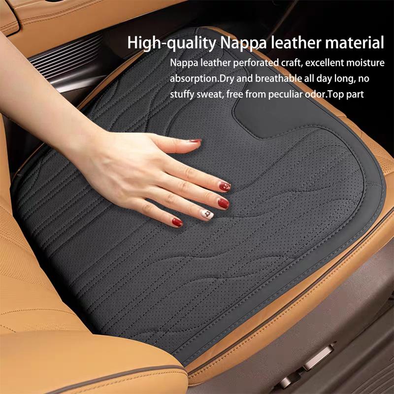 Car Seat Cushion Luxury Leather Anti-Slip Support Cushion Universal Headrest Ventilated Cushion Breathable Interior Accessories
