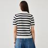 Zhaojun Women's Striped Mulberry Silk Short Sleeve Knit Cardigan