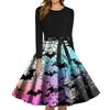 Women's Fashion O-Neck Casual Slim Fit Halloween Printed Long Sleeve Dress