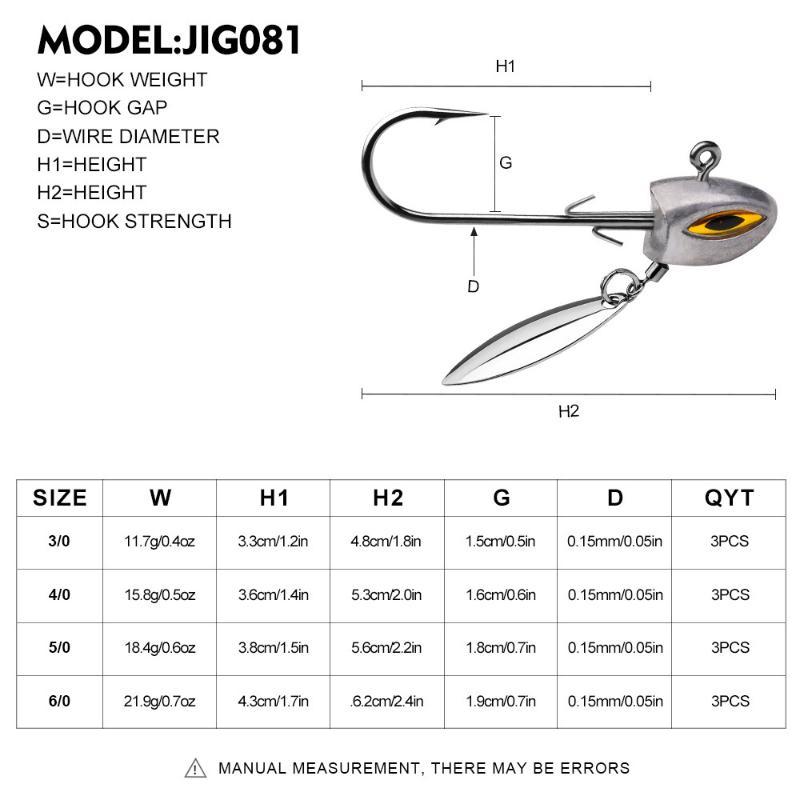 3Pcs Fishing Swimbait Hook Underspin Jig With Spinner Blade For Bass Freshwater Saltwater
