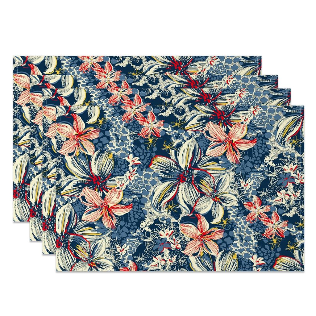 4-Piece Elegant Floral Placemat Set, Vintage Style Dining Table Mat, for Dining & Wedding Decoration – Exquisite