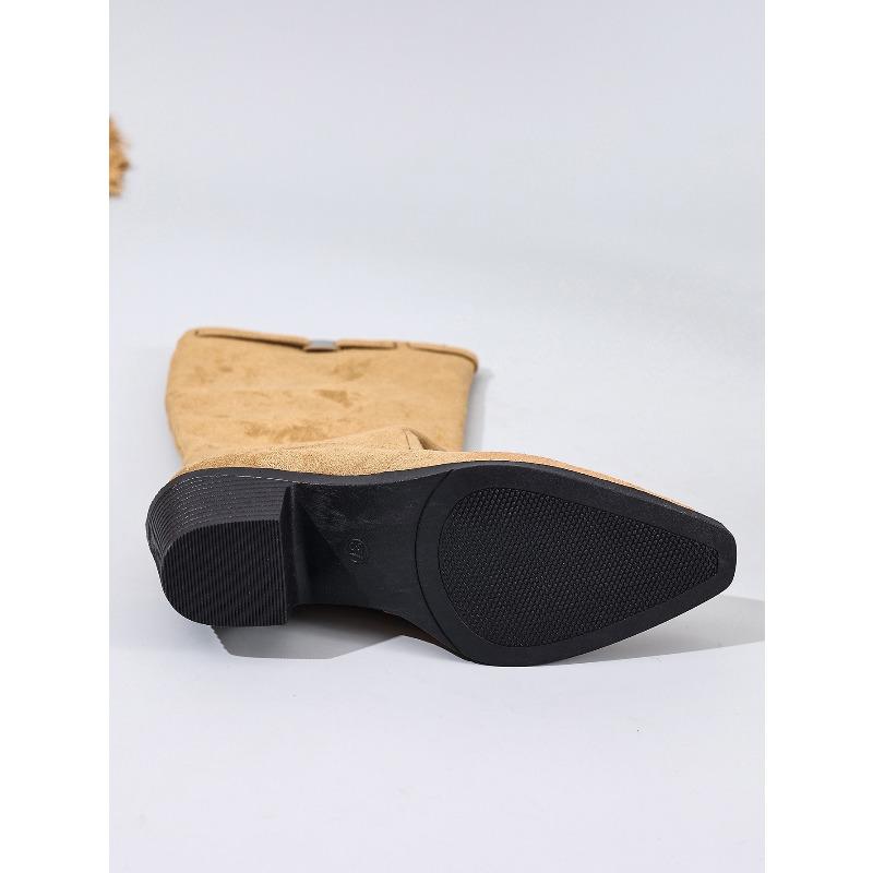 Winter 2025 New Pointed Toe Plus-size High-heeled Fashion Boots Women's Thick-heeled Sleeve Knight Boots