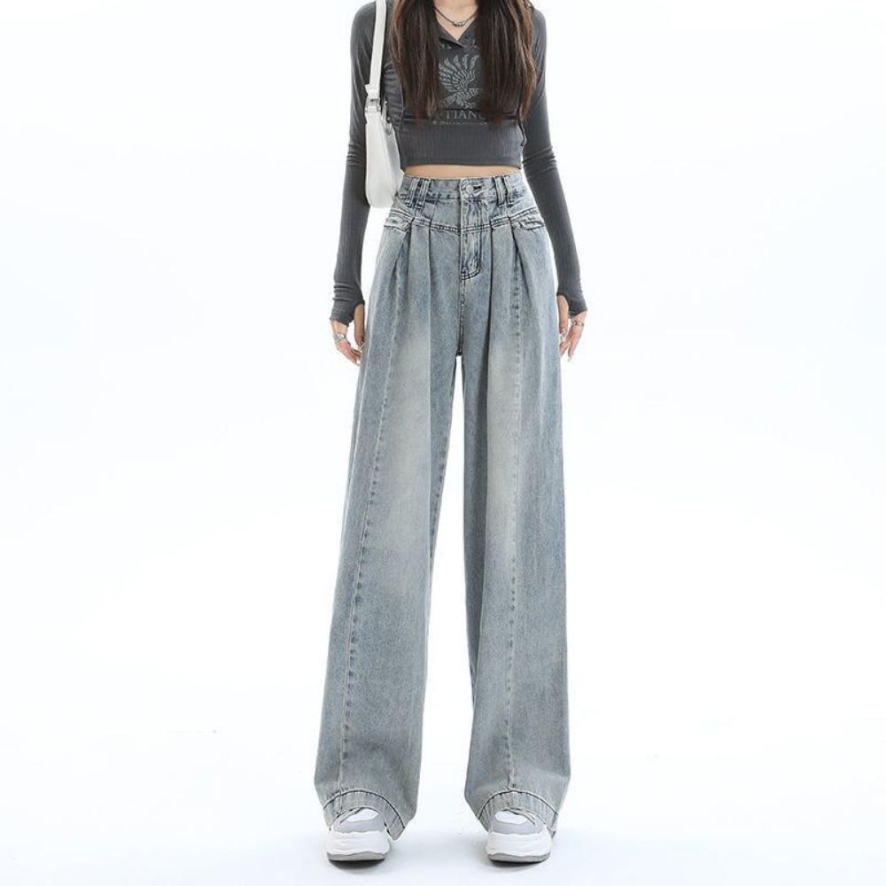 

Персонализированные ленивые драпированные джинсы с высокой посадкой, весенне-осенний новый дизайн, свободные, моп-джинсы с широкими штанинами 2XL