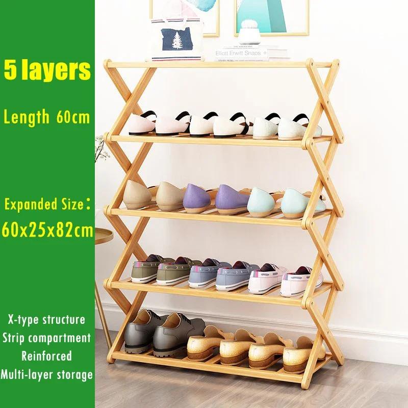 Multilayer Bamboo Folding Shoe Rack Entrance Hallway Storage Shelf Home Furniture Shoes Cabinet Space Saving Organizer