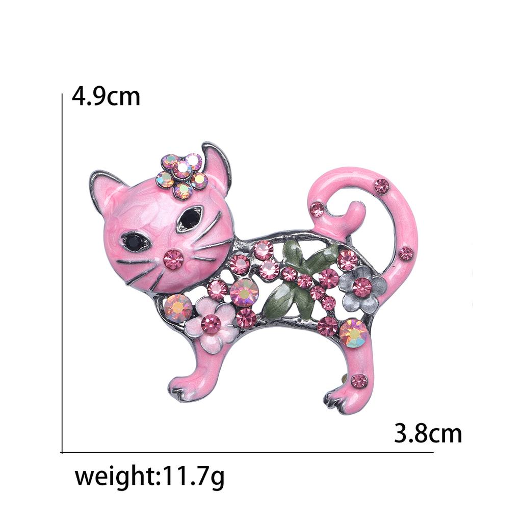 Enamel Cat Pin for Women Unisex Rhinestone Cats Brooch Kitten Lapel Pins Banquet Party Backpack Gifts Jewelry Accessories