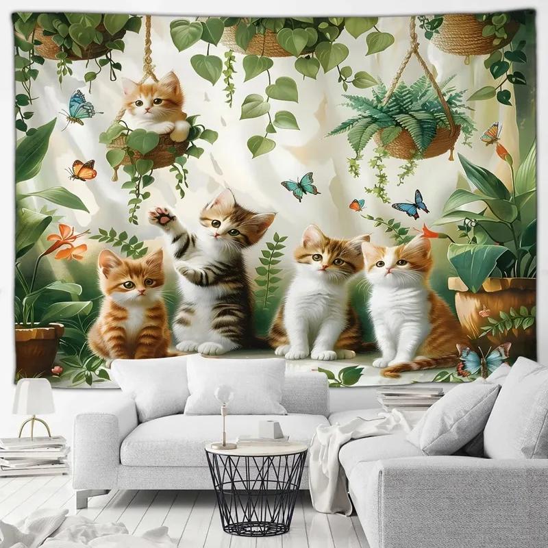 Cute Cat Tapestry Office Living Room Decoration Home Wall Tapestry
