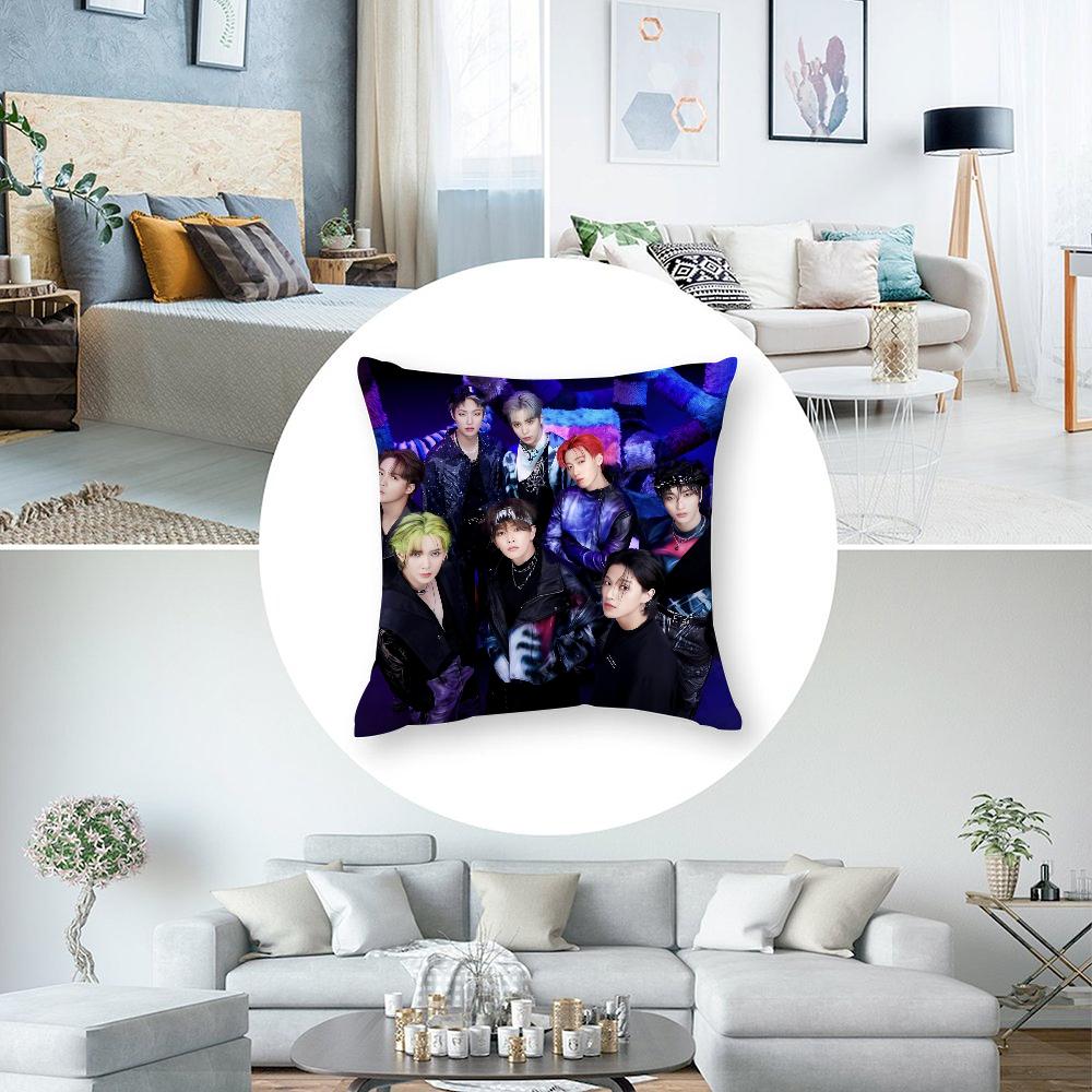 Kpop A-AteezS Pillow Case Short Plush Pillow Covers Sofa Decorative Gift Home Double-sided Printing Cushion Cover