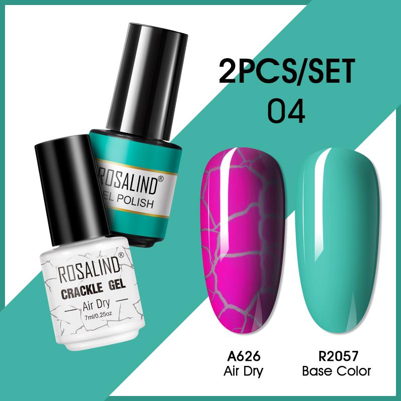 ROSALIND 7ml Nagelgel Nagellack Cracked Gel Semi-Permanent Esmalte Hybrid Lack UV Nagelkleber Nagellack Primer Matt 2er Set
