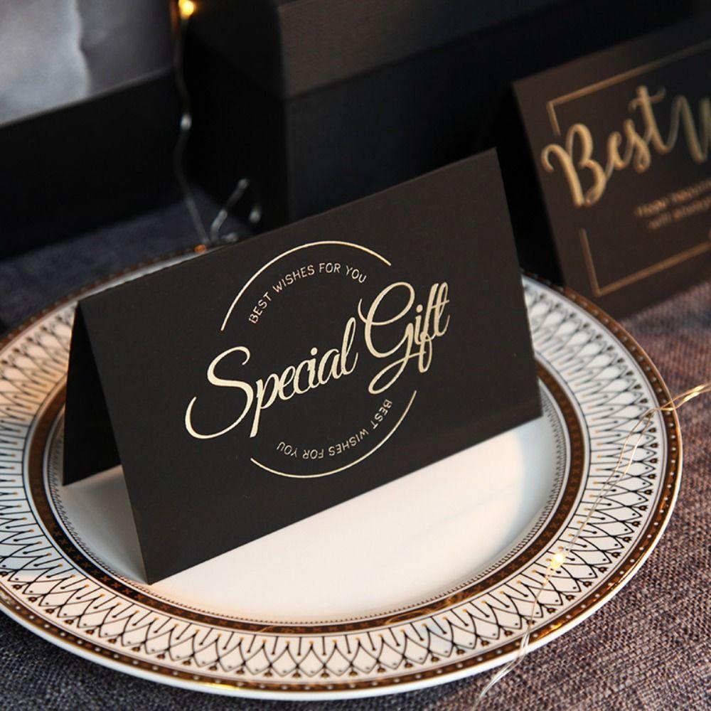 8pcs Universal Birthday Gift Card Bronzing Blessing Card Postcard Wedding Invitation  Wedding