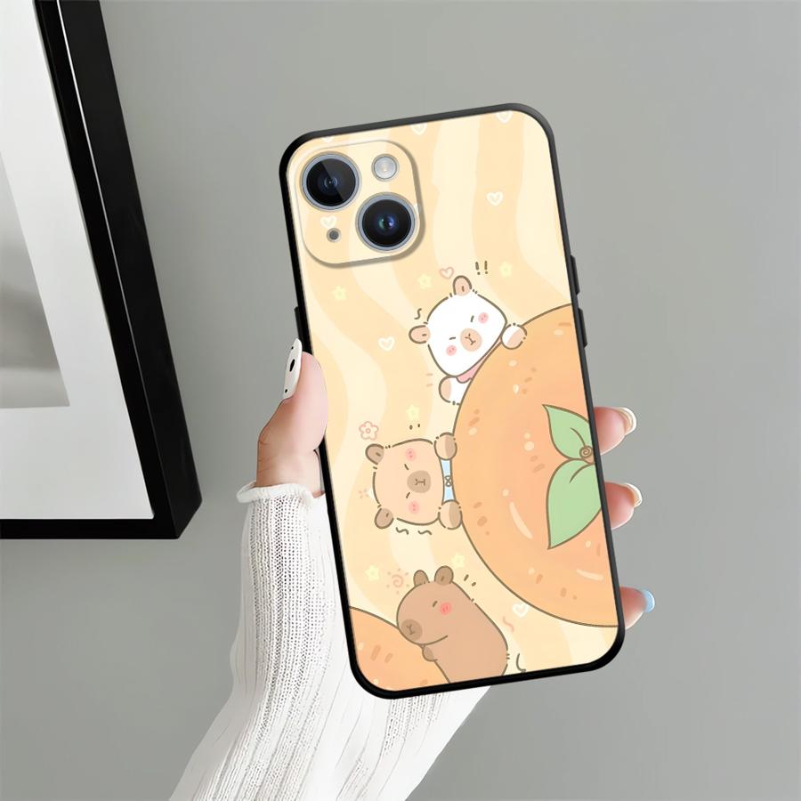 Black Soft Phone Cover Case for iPhone 13 12 11 17 Pro Max 7 8 15 16 14 Plus XS Max 17Air XR Cartoon Pufferfish