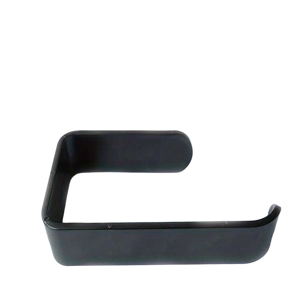 Black Wall-Mounted Toilet Holder with Adhesive Pocket, No-Drill Bathroom Tissue Rack for Towel Storage