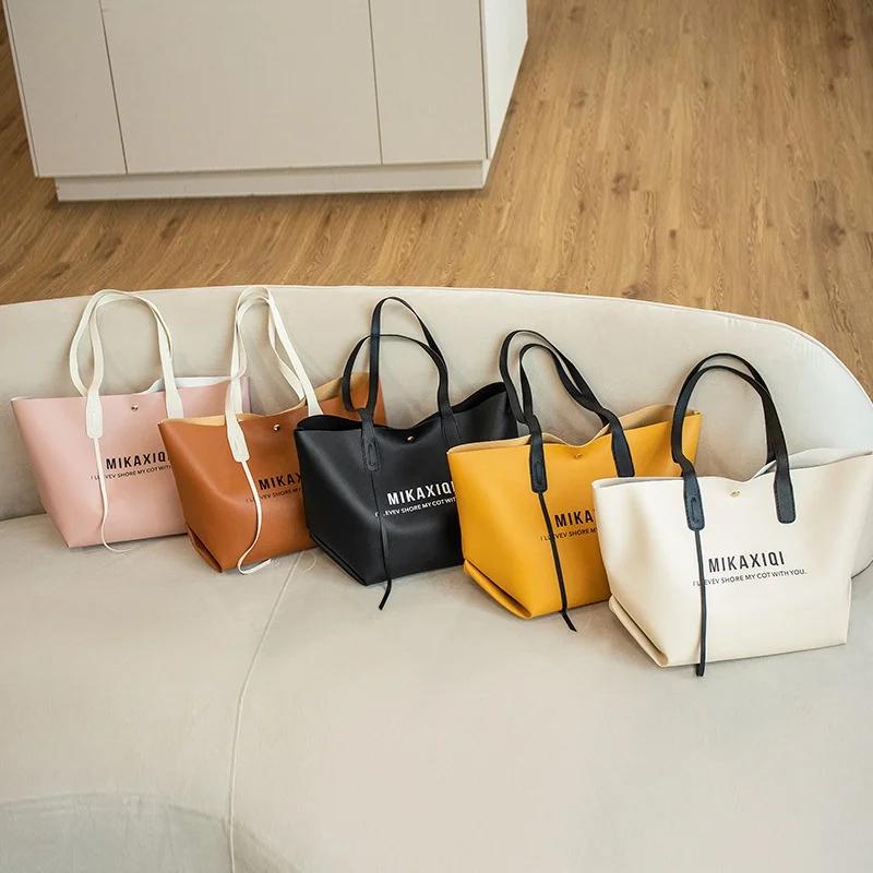 1pc New Style Big Capacity Pu Shoulder Bag for Women Handbag Shopping Bag