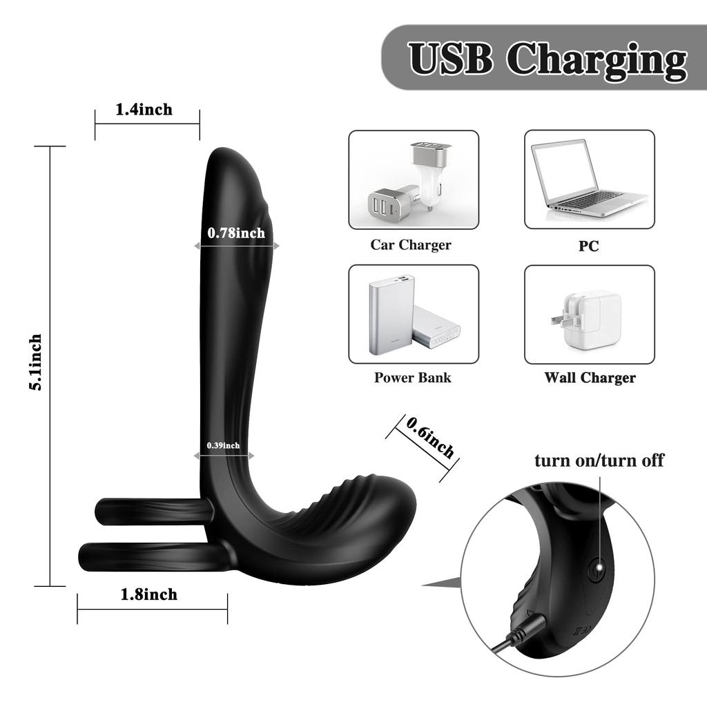 Couple Vibrator with Dual Penis Ring 3 In 1 Vibrating Cock Ring  Adult Sex Toy with Remote Control for Men Women