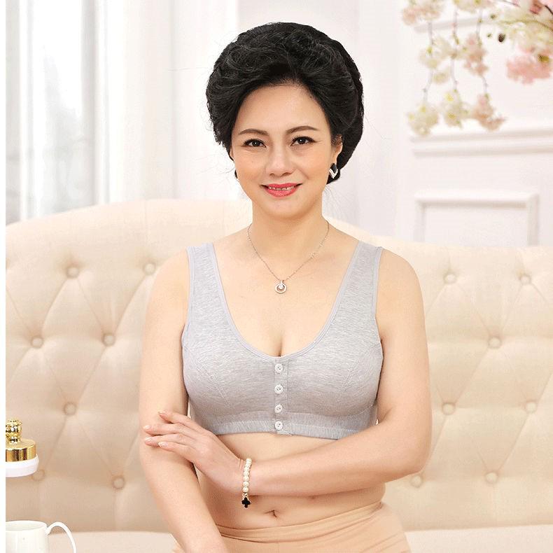 Front Buckle Cotton Bra: Wireless, Plus Size, Vest Style for Middle-Aged & Elderly Women