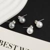 Women Light Luxury Geometric Pearl Zircon Stud Earrings Fashion Ear Jewelry