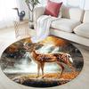 Deer by Waterfall  Round Area Rug,Carpet Rug for Living Room Bedroom Sofa Playroom Decor,Non-slip Floor Mat
