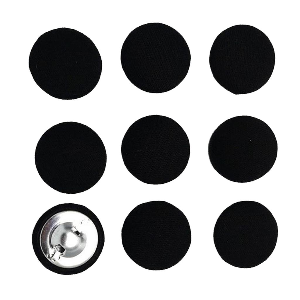 10pcs Cotton Fabric Covered Buttons Sewing Accessories for Garment Black