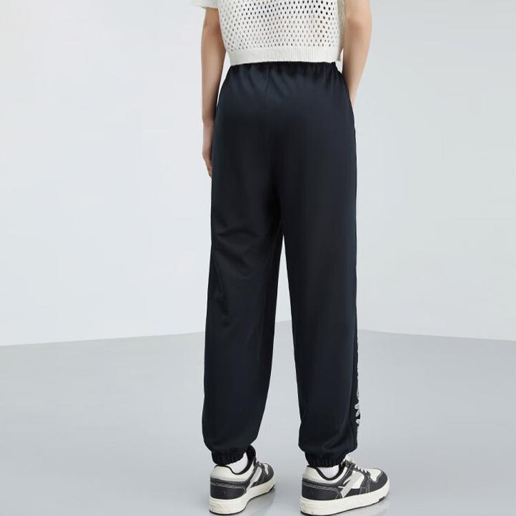 Anta X Sesame Street Collaboration Lifestyle Series Printed Letter Mid-Rise Drawstring Cuffed Sweatpants Women Bottoms Basic-Black 162328315-3