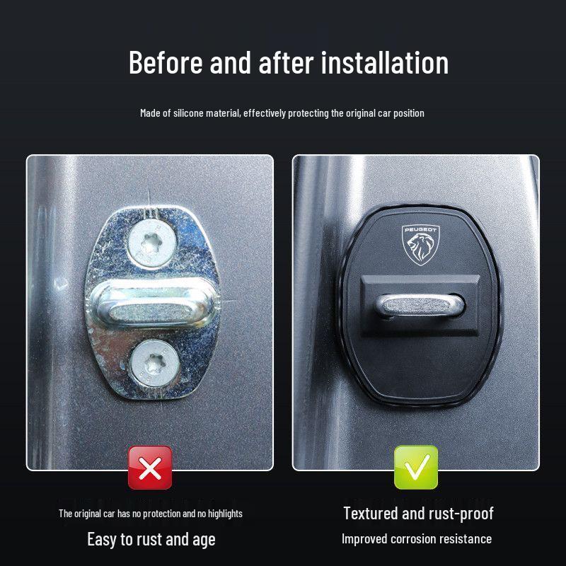 Peugeot 5008 Car Door Lock Silicone Protective Anti-rust Dustproof Cushion Cover