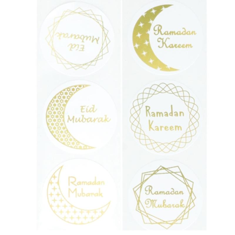 500 Pcs Round Sticker Eid Mubarak Seal Labels Festival Decorative Sticker Self-Adhesive Labels Sticker Party Supplies