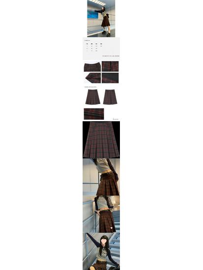 A-line Plaid High-Waisted Women's Woolen Skirt: 2025 Autumn/Winter Design Niche with Pleats