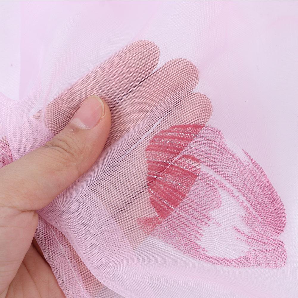 Floral Pattern Window Voile Sheer Curtains Panel for Bedroom Living Room Balcony