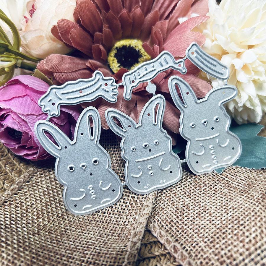 Easter 3pcs Bunny Metal Cutting Dies Stencil for DIY Scrapbooking Photo Album Embossing Paper Cards Crafts Diecuts