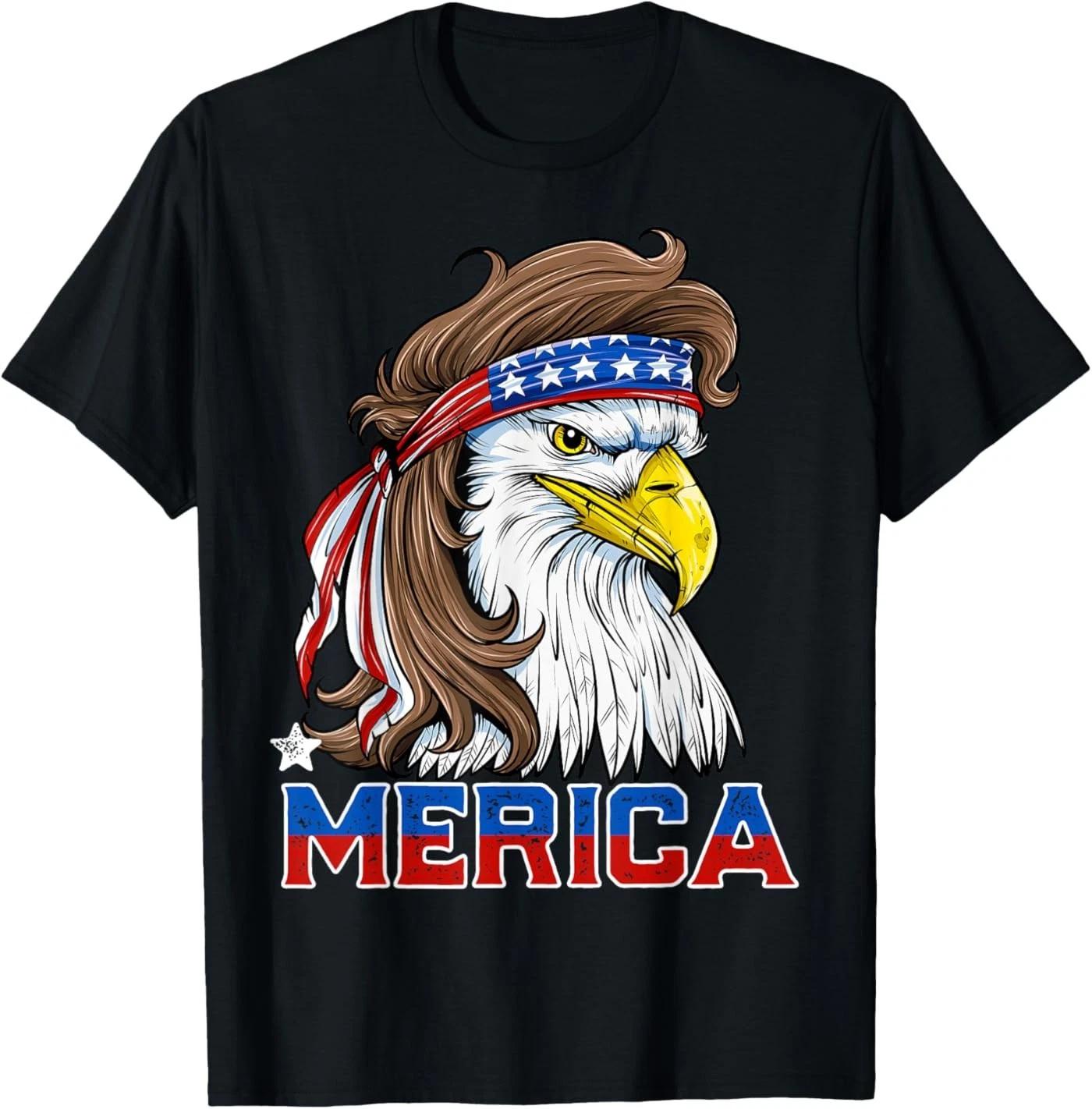 Merica Eagle Mullet 4th of July Men Women American Flag USA T-Shirt XL