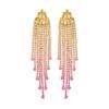 Temperament allmählich Farbe wechselnde Strass lange Fransenohrringe