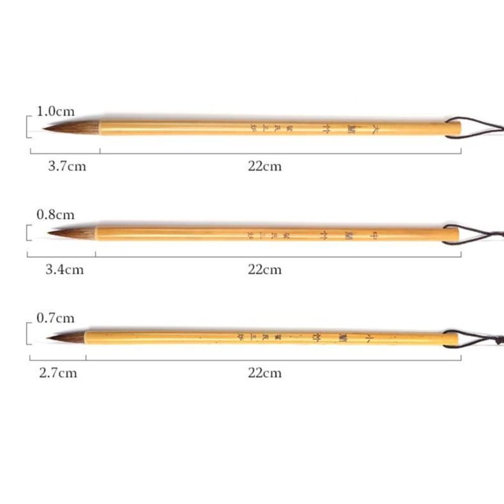 3pcs Wolf Hair Chinese Calligraphy Brush Natural Bamboo Handle Chinese Ink Brush Flexible Tip Art Paint Brush Regular Script