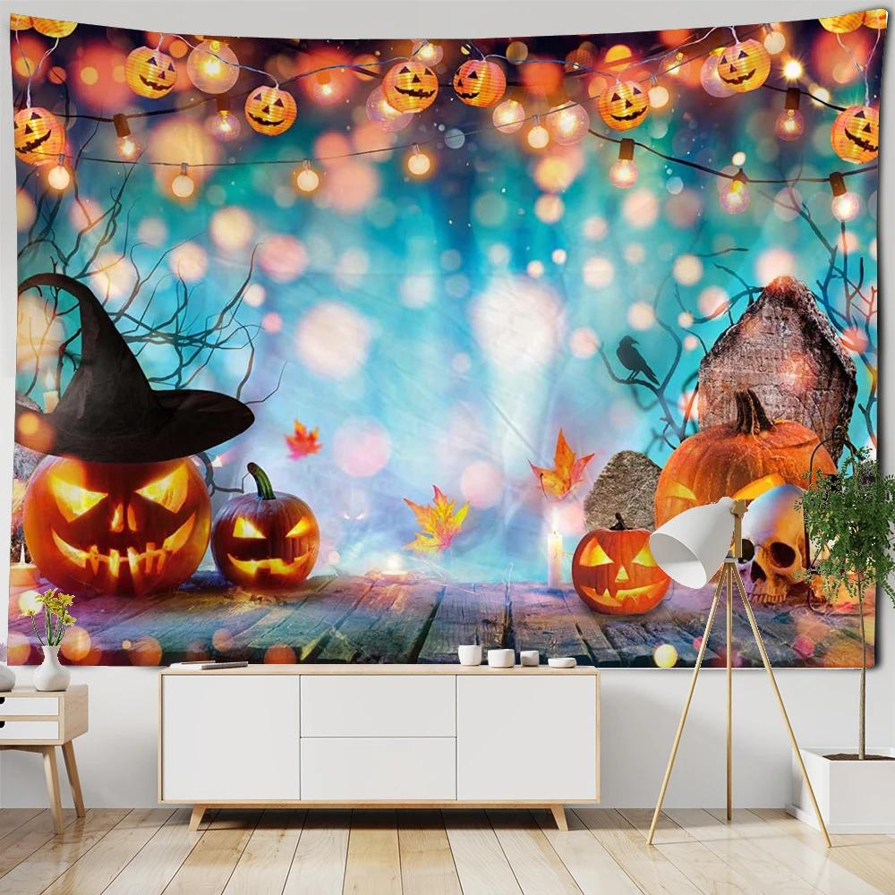 Halloween Tapestry Graveyard Wall Hanging Spooky Full Moon Night Zombie Hands Background Cloth for Halloween Theme Party Decor