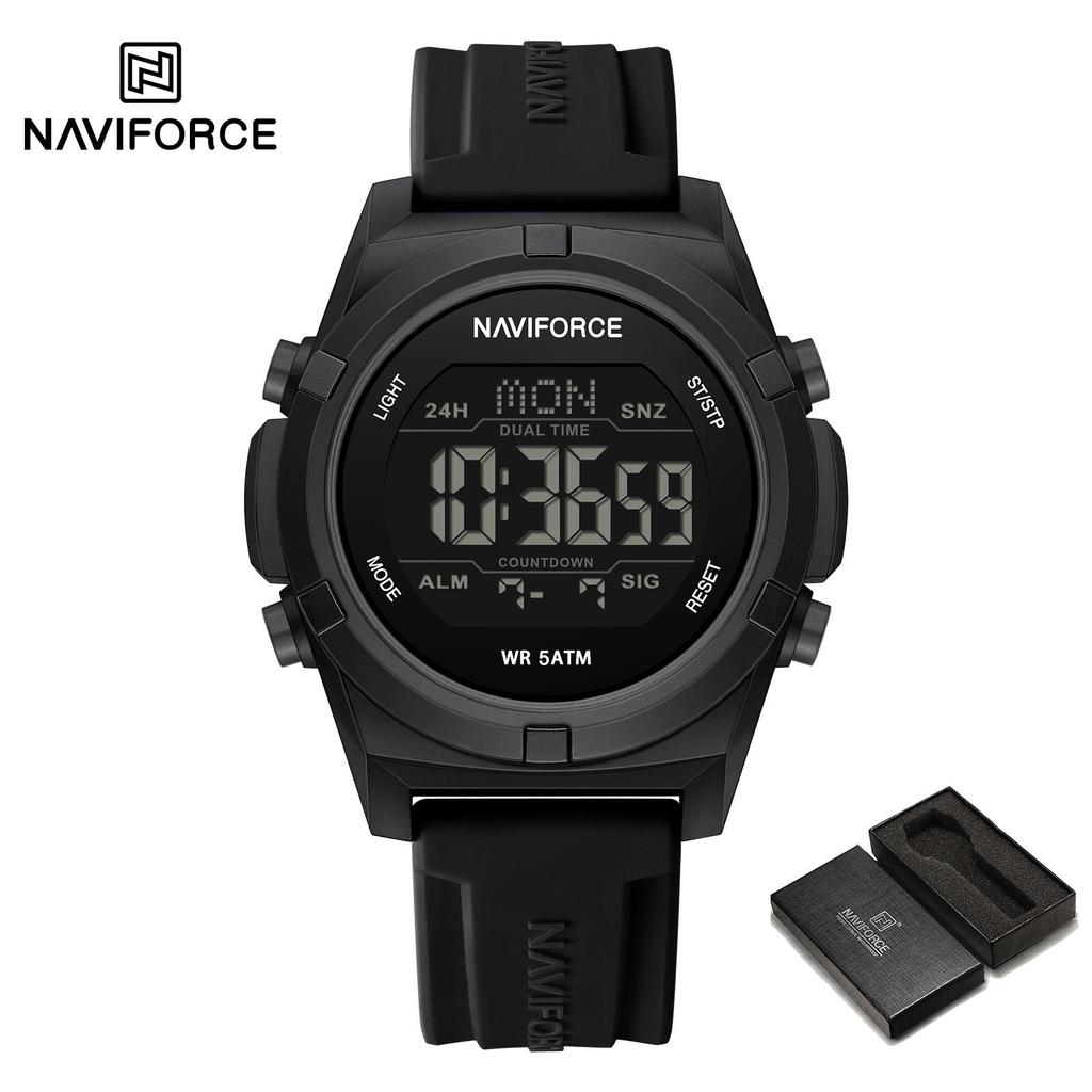 NAVIFORCE Digital Men Boy Watch Outdoor Alarm Chronograph Silicone Strap Waterproof Night Pattern Men Boy Casual Watch Gift NF7127